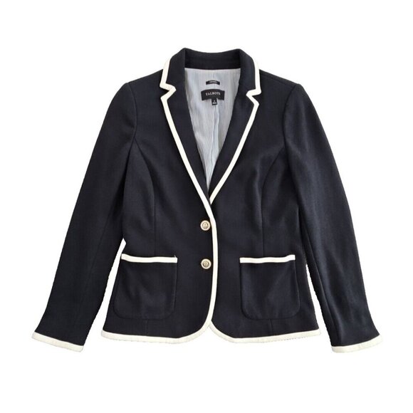 Talbots Aberdeen Blazer Size 4 (34" Chest) Classic Preppy Two Button Navy Blue - Picture 1 of 16